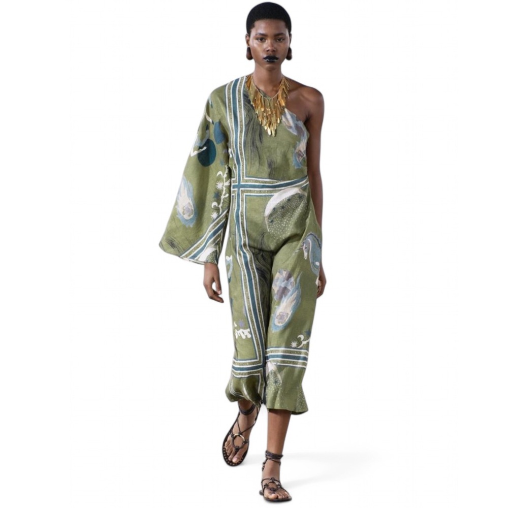 ASYMMETRICAL PRINTED DRESS – ZW COLLECTION - Picture 1 of 6